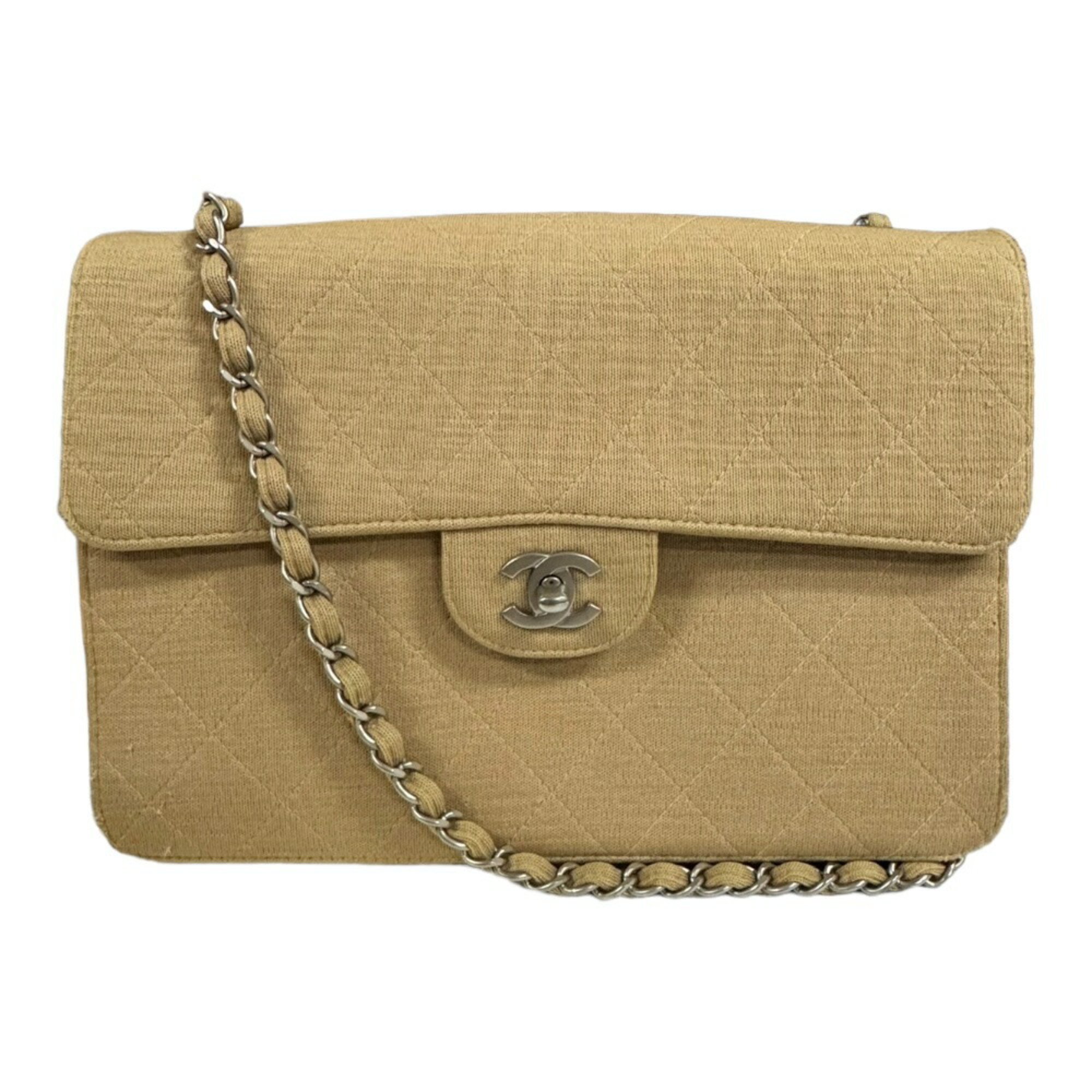 Chanel Matelasse Shoulder Bag Cotton Beige Women's CHANEL