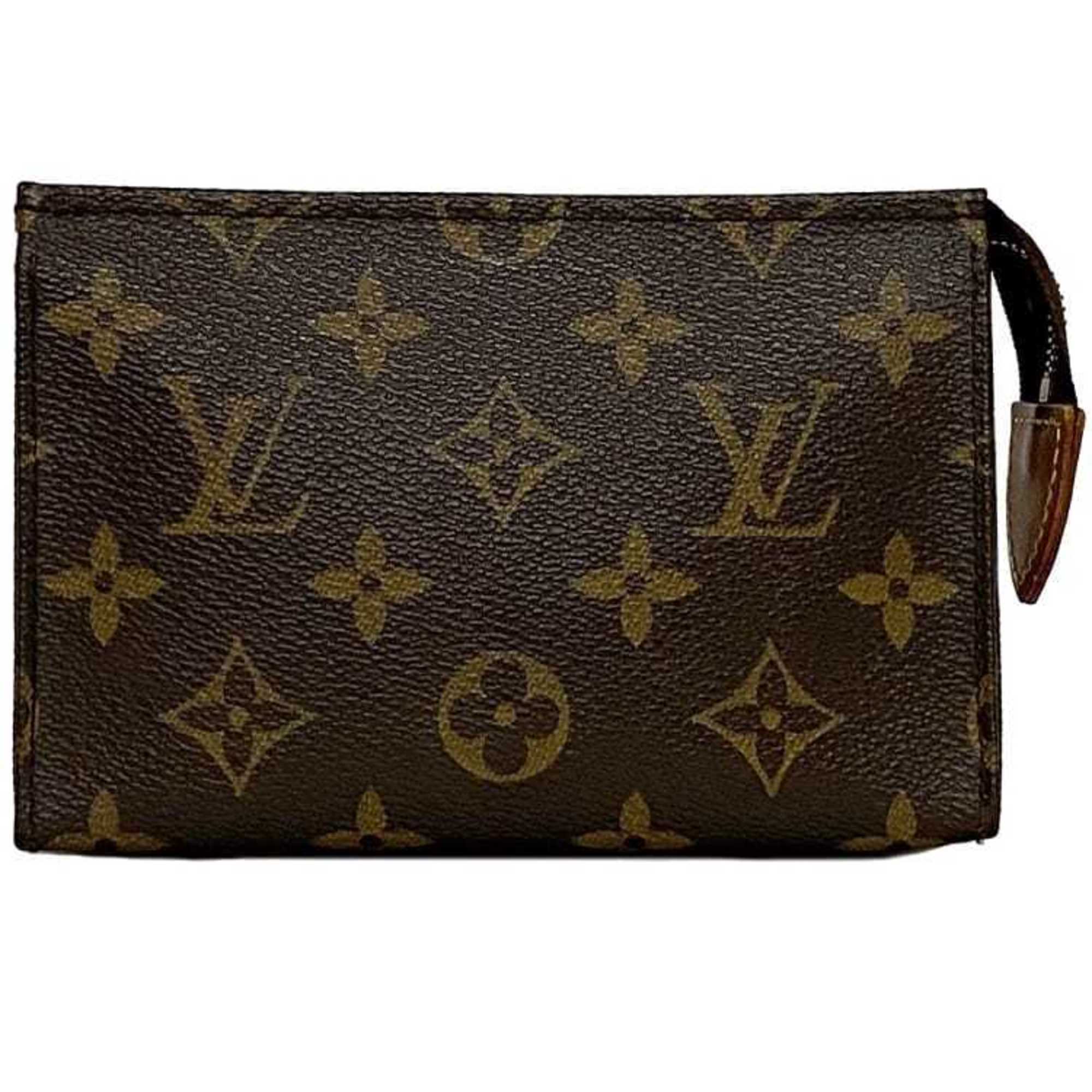 Louis Vuitton Pouch Pochette Toilette 15 ec-21079 Brown Monogram M47546 Canvas Tanned Leather OU0017 LOUIS VUITTON Compact