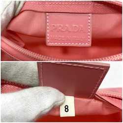 Prada Pouch ec-21110 Pink Tessuto MV11 Nylon 8 PRADA Triangle Plate Ladies Compact Case