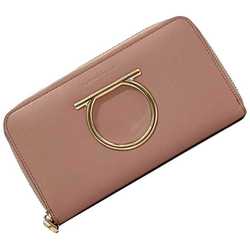 Salvatore Ferragamo Round Long Wallet ec-21064 Pink Gancini Leather Women's