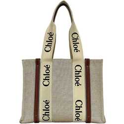 Chloé Chloe Tote Bag Medium f-21140 Beige White Brown CHC21US383E6690U Canvas Leather A4