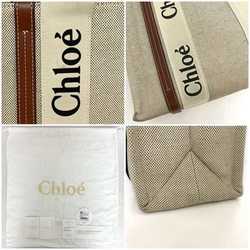 Chloé Chloe Tote Bag Medium f-21140 Beige White Brown CHC21US383E6690U Canvas Leather A4