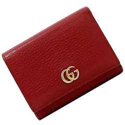 Gucci Tri-fold Wallet ec-21063 Red Marmont 474746 GG Grain Leather GUCCI Compact Women's