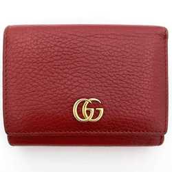 Gucci Tri-fold Wallet ec-21063 Red Marmont 474746 GG Grain Leather GUCCI Compact Women's