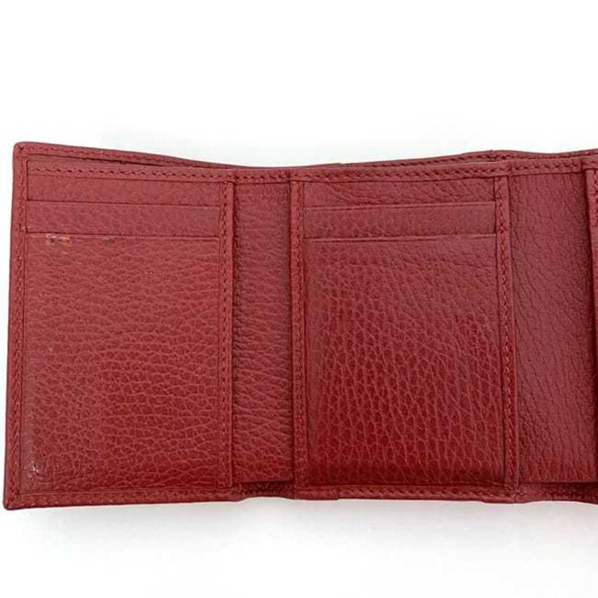 Gucci Tri-fold Wallet ec-21063 Red Marmont 474746 GG Grain Leather GUCCI Compact Women's