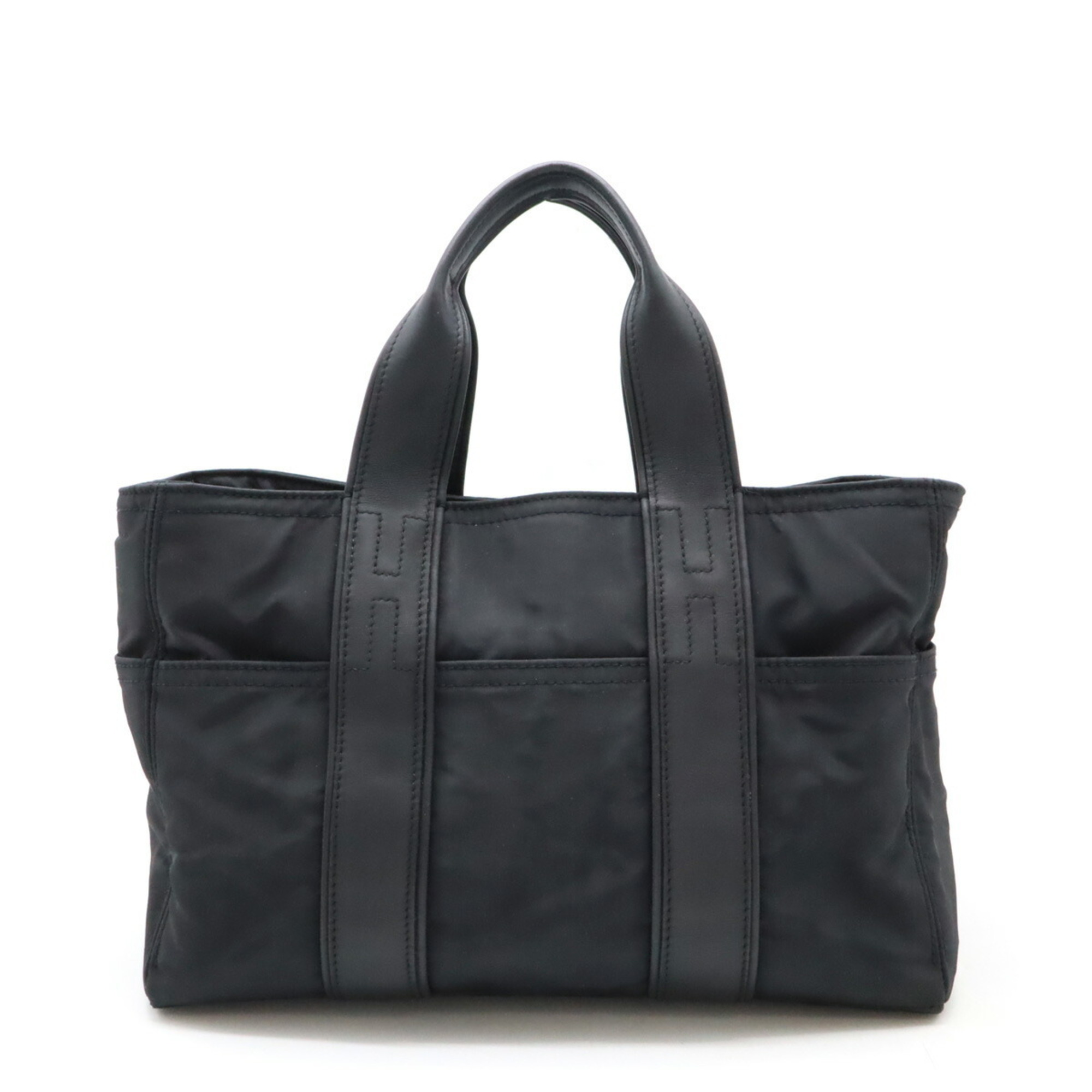 HERMES Acapulco PM Tote bag Handbag Nylon Leather Black