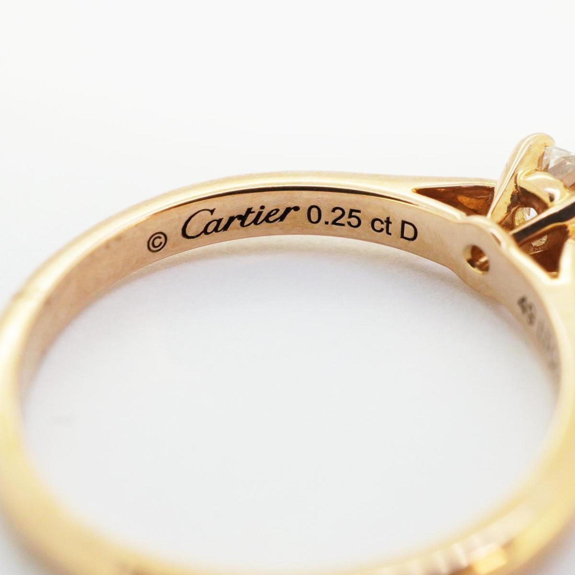 Cartier Ring Solitaire 1PD Diamond K18PG Pink Gold 0.25ct Women's