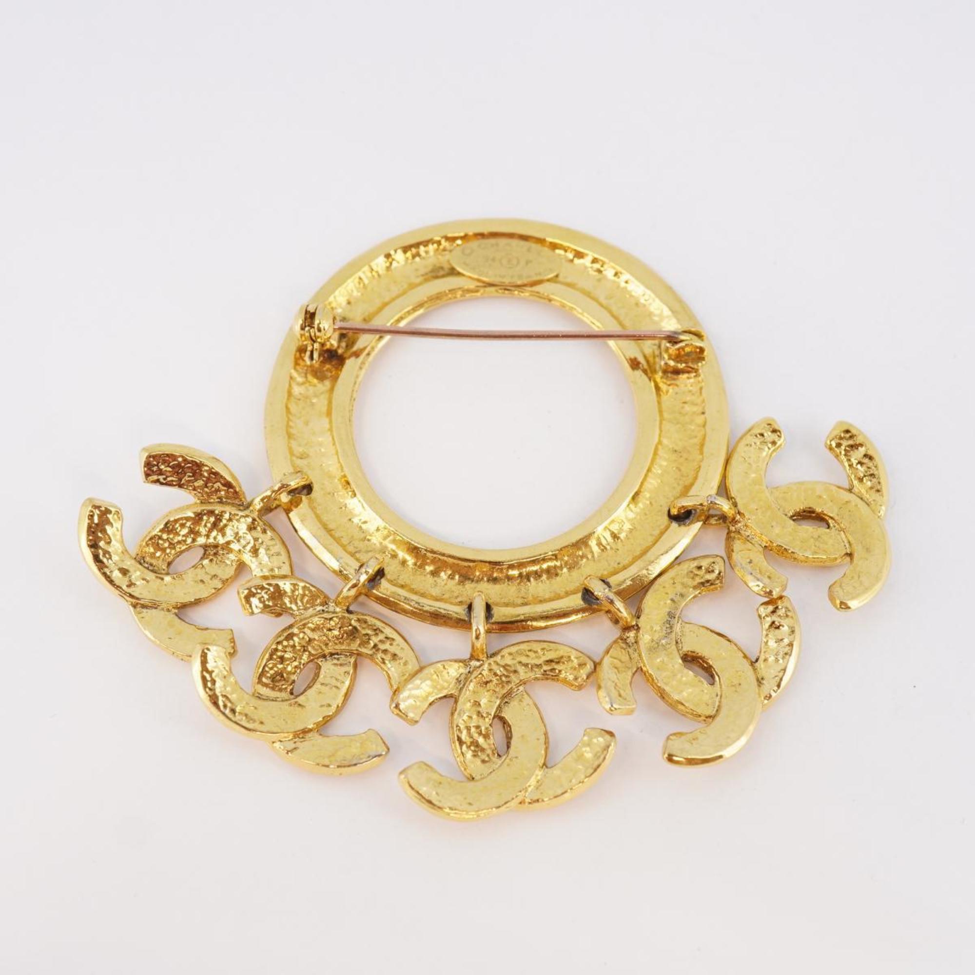 Chanel Brooch Coco Mark Circle GP Plated Gold 94P Women's