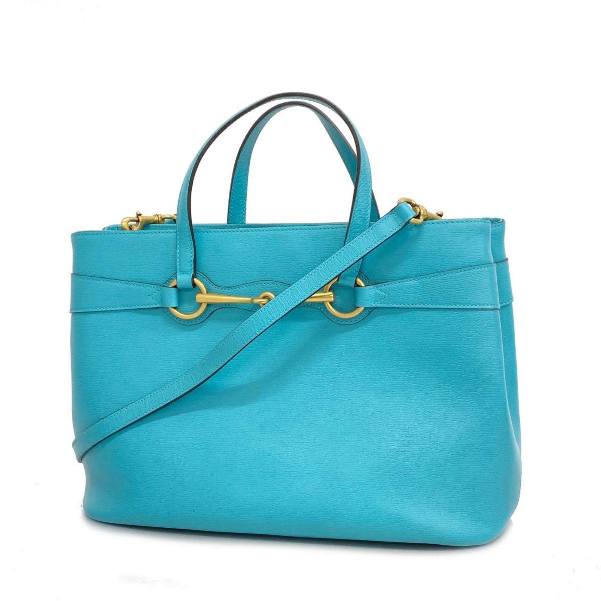 Gucci handbag horsebit 319795 leather light blue ladies