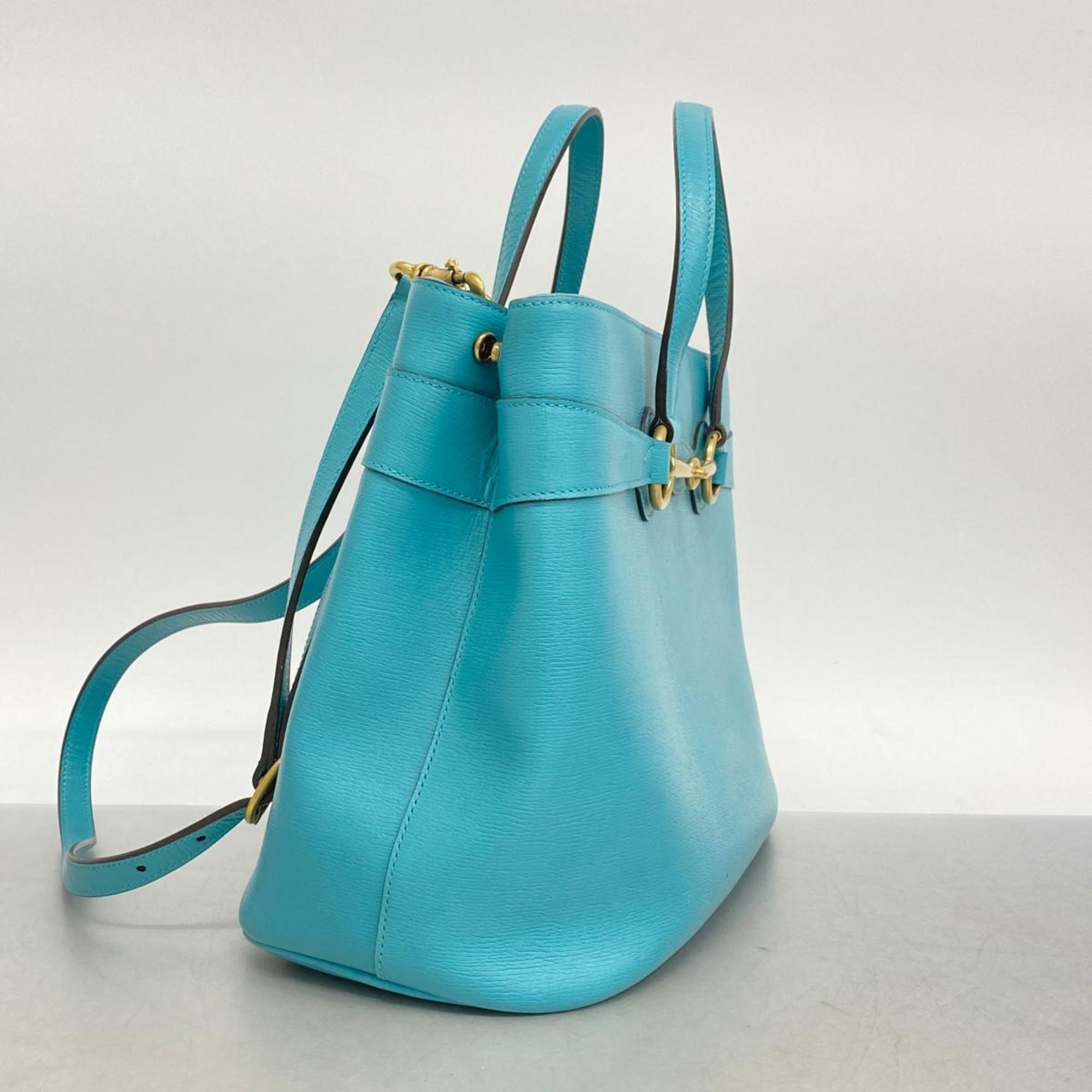 Gucci handbag horsebit 319795 leather light blue ladies