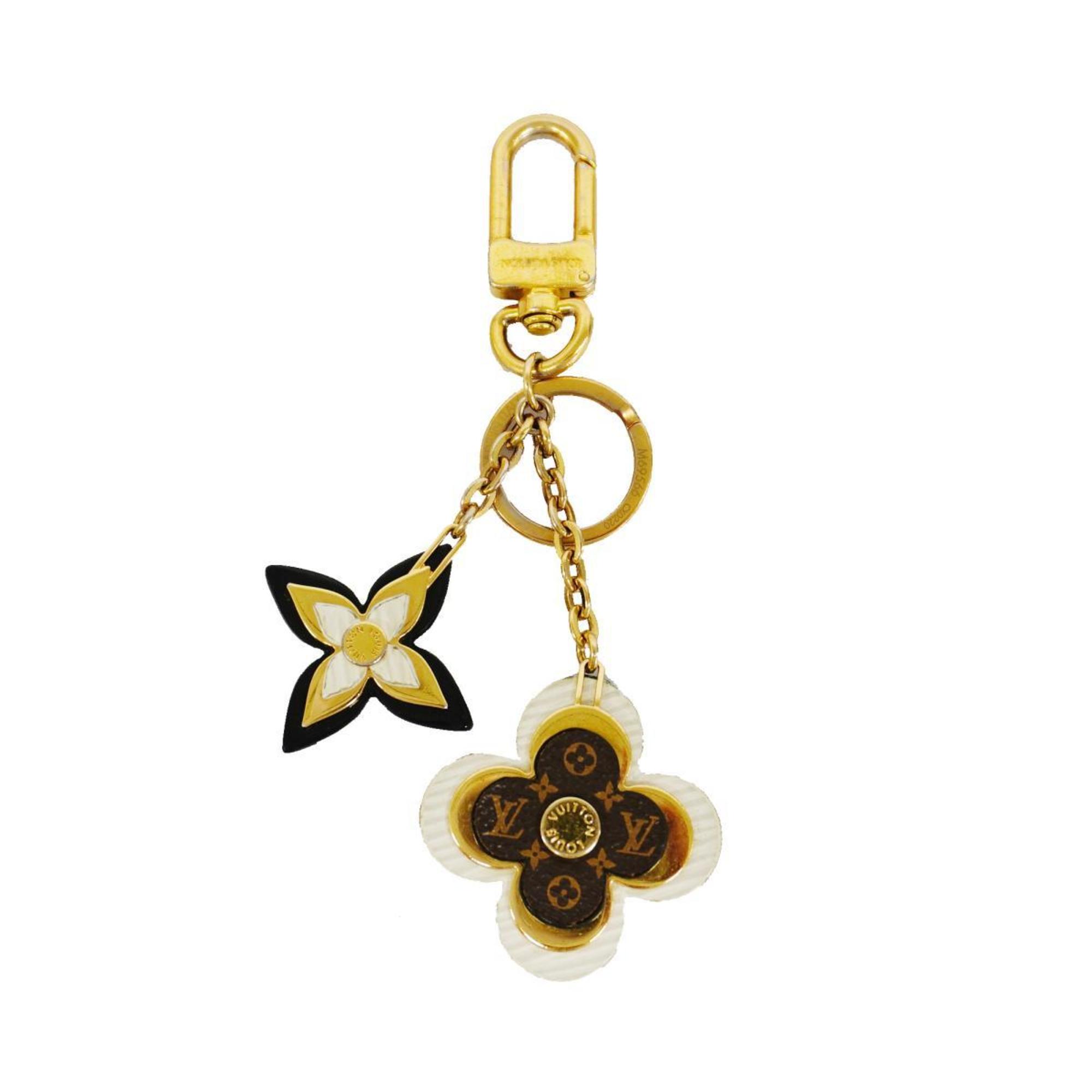 Louis Vuitton Keychain Monogram Portocle Blooming M69566 Gold Women's