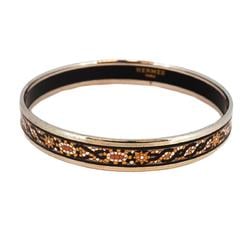 Hermes Bangle, Enamel PM, Metal, Cloisonne, Silver, Black, Women's