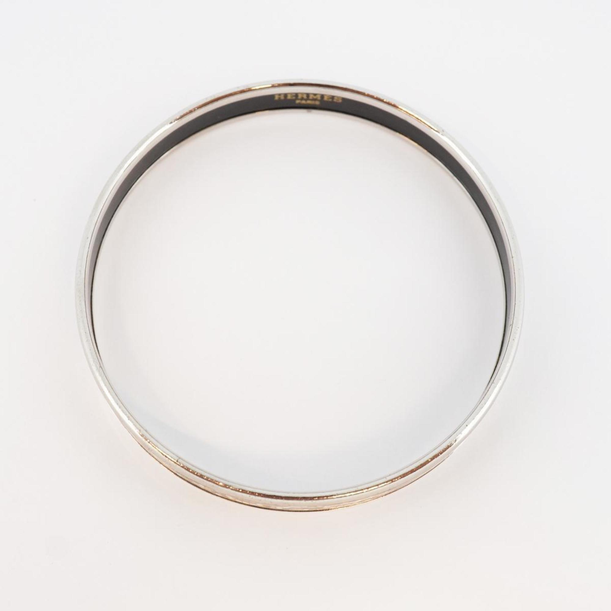 Hermes Bangle, Enamel PM, Metal, Cloisonne, Silver, Black, Women's