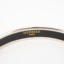 Hermes Bangle, Enamel PM, Metal, Cloisonne, Silver, Black, Women's