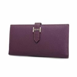 Hermes Long Wallet Bearn □I Engraved Veau Epsom Leather Raisin Women's