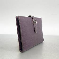 Hermes Long Wallet Bearn □I Engraved Veau Epsom Leather Raisin Women's