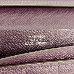 Hermes Long Wallet Bearn □I Engraved Veau Epsom Leather Raisin Women's