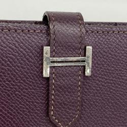 Hermes Long Wallet Bearn □I Engraved Veau Epsom Leather Raisin Women's