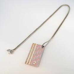 Christian Dior Necklace Trotter Metal Silver Pink Women's