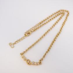 Christian Dior Necklace CD Rhinestone GP Plated Gold Women's