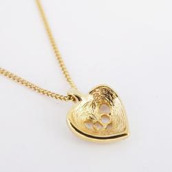 Christian Dior Necklace CD Heart Motif Rhinestone GP Plated Gold Women's