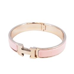 Hermes Bracelet Click Clack PM Metal Silver Pink Women's