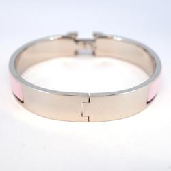 Hermes Bracelet Click Clack PM Metal Silver Pink Women's