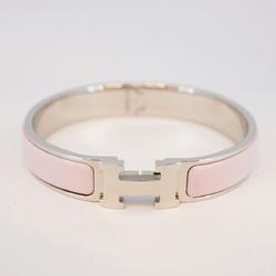 Hermes Bracelet Click Clack PM Metal Silver Pink Women's