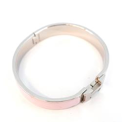 Hermes Bracelet Click Clack PM Metal Silver Pink Women's