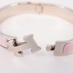 Hermes Bracelet Click Clack PM Metal Silver Pink Women's