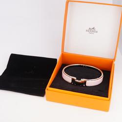 Hermes Bracelet Click Clack PM Metal Silver Pink Women's