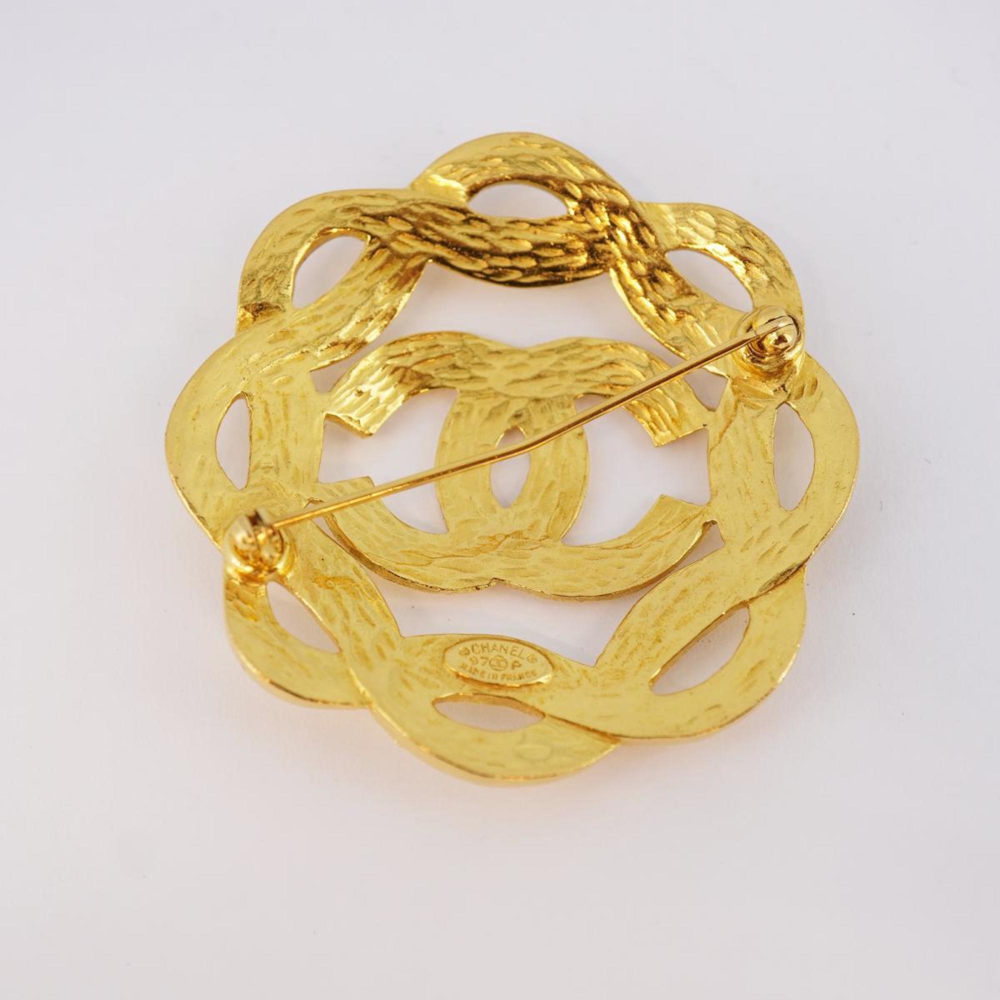 Chanel Brooch Coco Mark GP Plated Gold 97P Women's