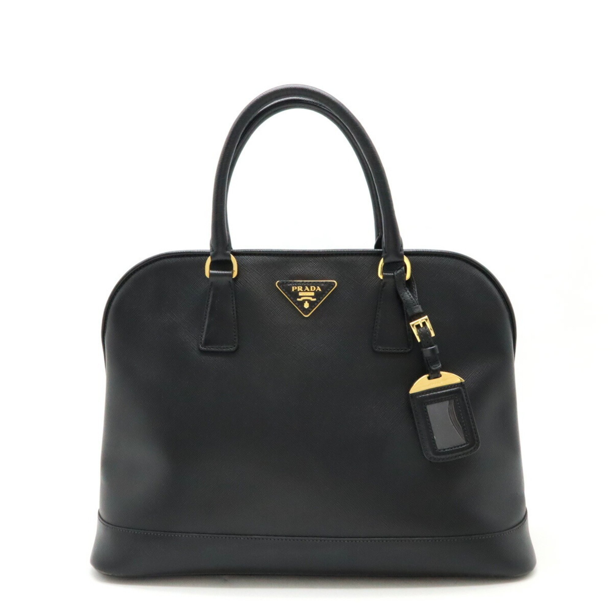 PRADA Saffiano Handbag Tote Bag Leather NERO Black Shoulder BN2538