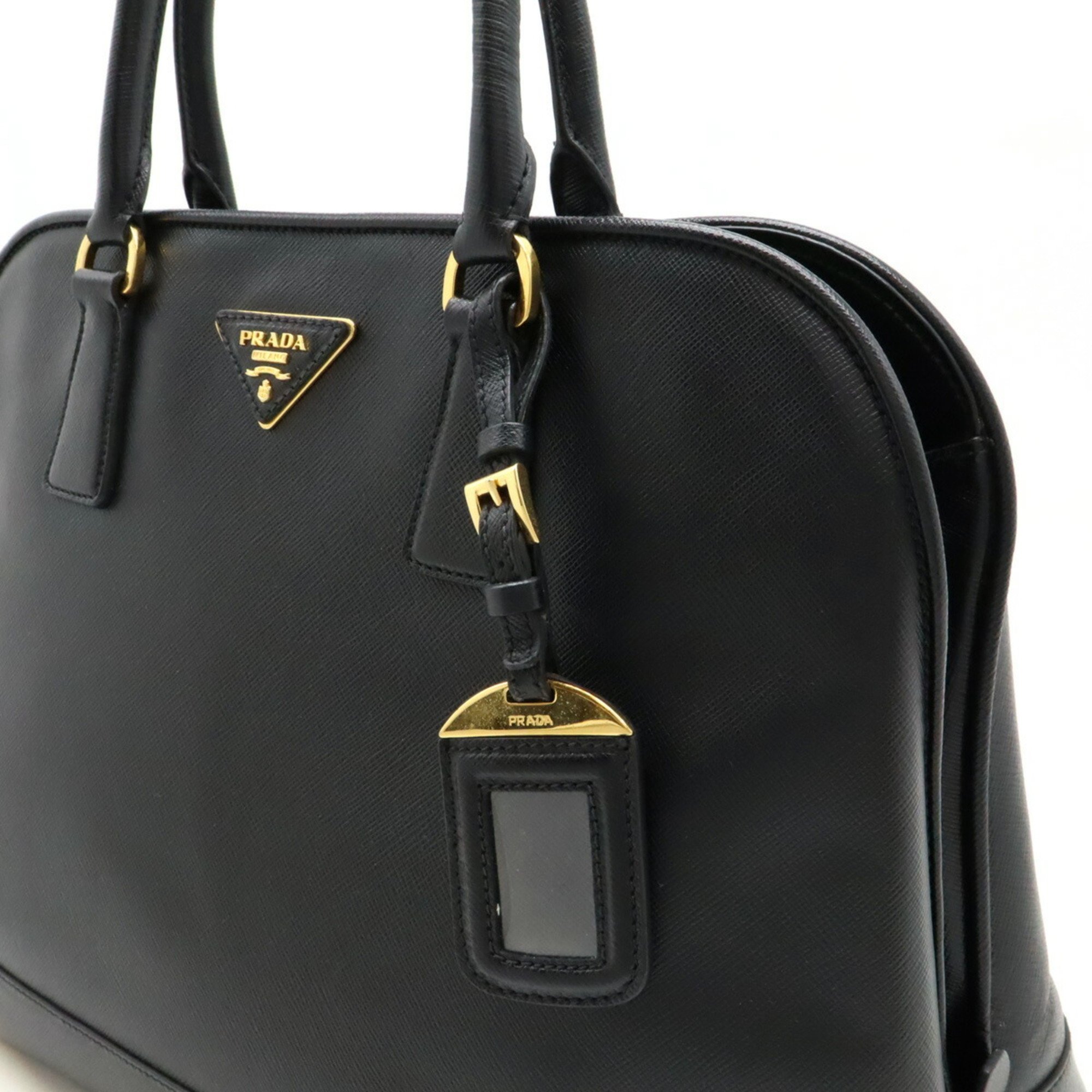 PRADA Saffiano Handbag Tote Bag Leather NERO Black Shoulder BN2538