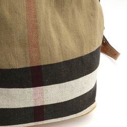 BURBERRY THE MEDIUM ASHBY Check pattern bucket-shaped shoulder bag, handbag, canvas, khaki brown, 3945728