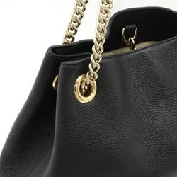 GUCCI Soho Interlocking G Tote Bag Chain Shoulder Leather Black 536196