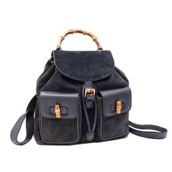 Gucci Bamboo Backpack for Women, Navy, Leather, Suede, 0032058, Backpack, Daypack