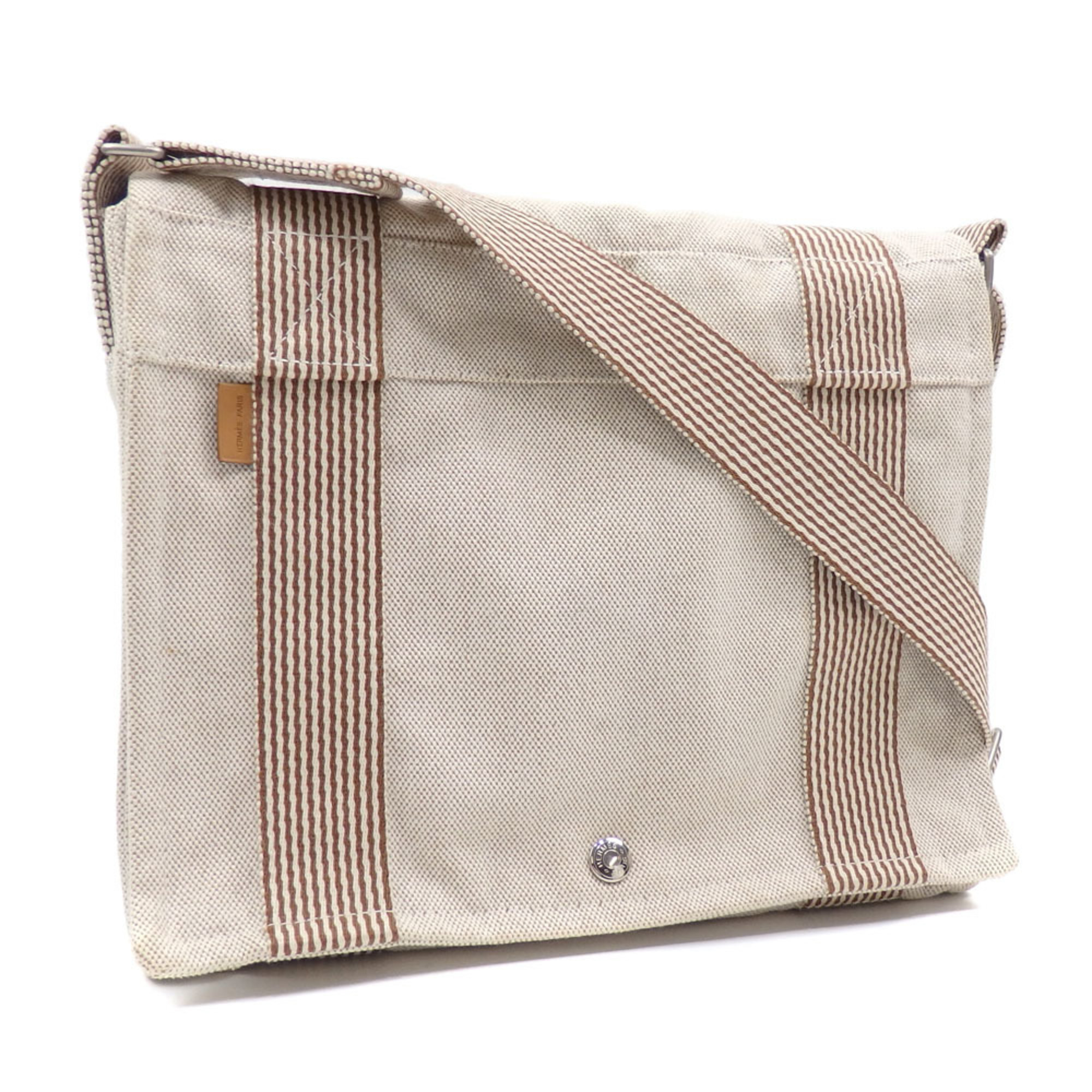 Hermes New Foultou Bassus PM Shoulder Bag for Women, Beige Canvas, HERMES