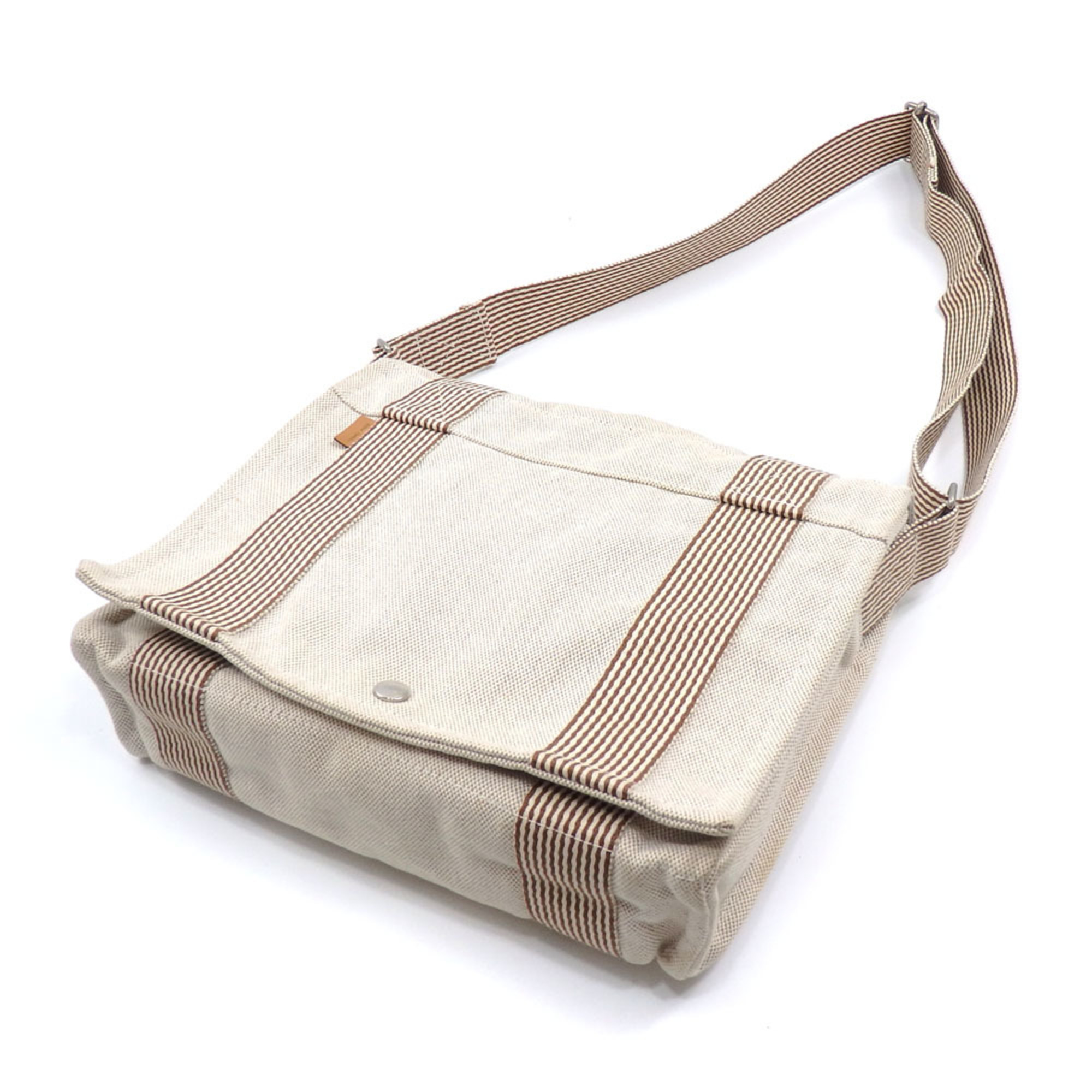 Hermes New Foultou Bassus PM Shoulder Bag for Women, Beige Canvas, HERMES