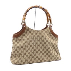 Gucci Bamboo Tote Bag for Women, Beige, GG Canvas, Leather, 137395, Handbag