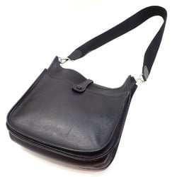 Hermes Evelyn 2 PM Shoulder Bag for Women, Noir, Epsom Leather, H Stamp, Made in 2004, HERMES