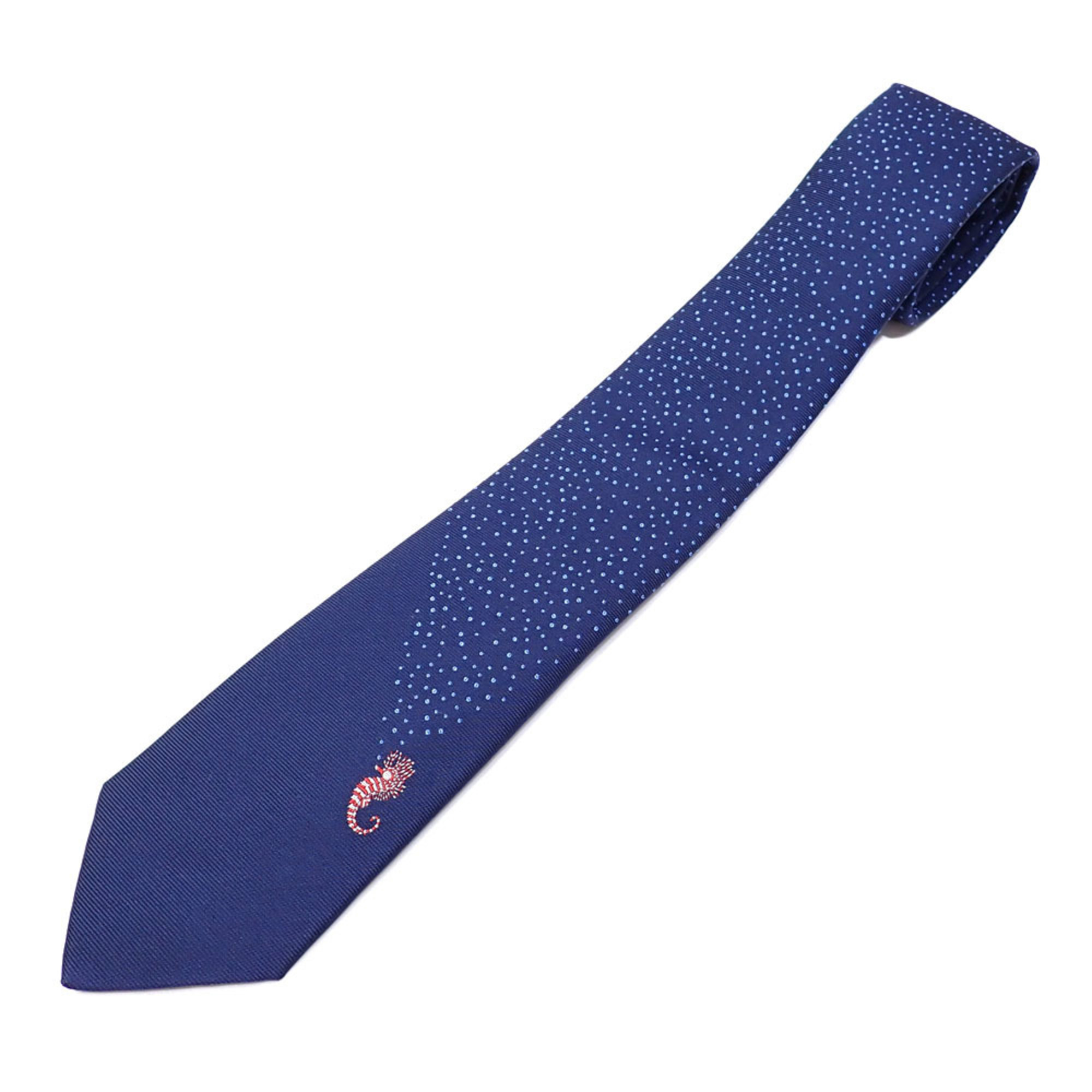 Hermes tie for men, silk, blue, seahorse