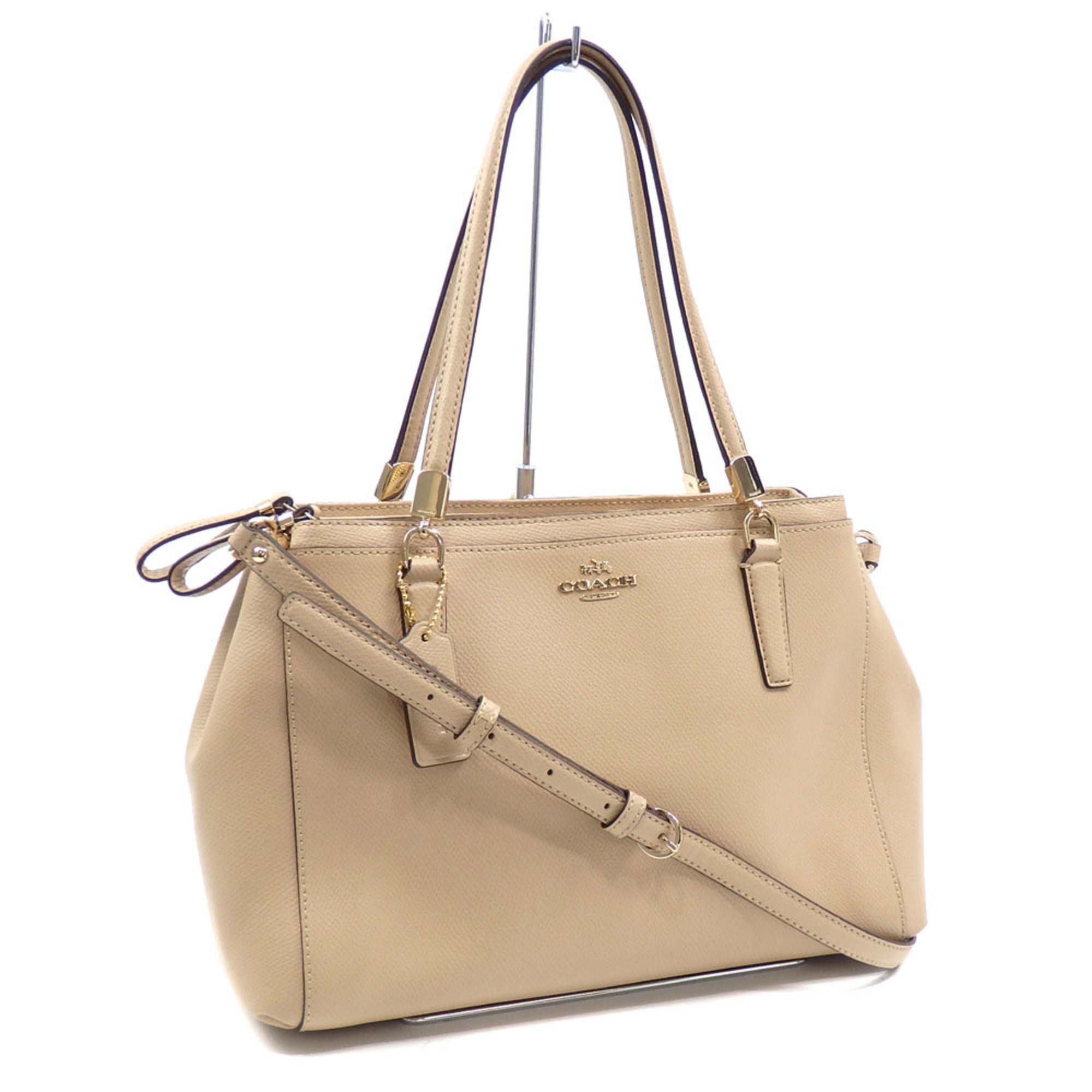 Coach handbag Christy small carryall women's beige leather F34673 shoulder bag