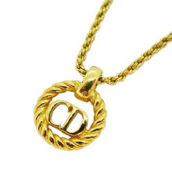 Christian Dior Necklace CD Circle GP Plated Gold Women's