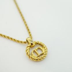 Christian Dior Necklace CD Circle GP Plated Gold Women's