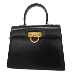 Salvatore Ferragamo Handbag Gancini Leather Black Women's