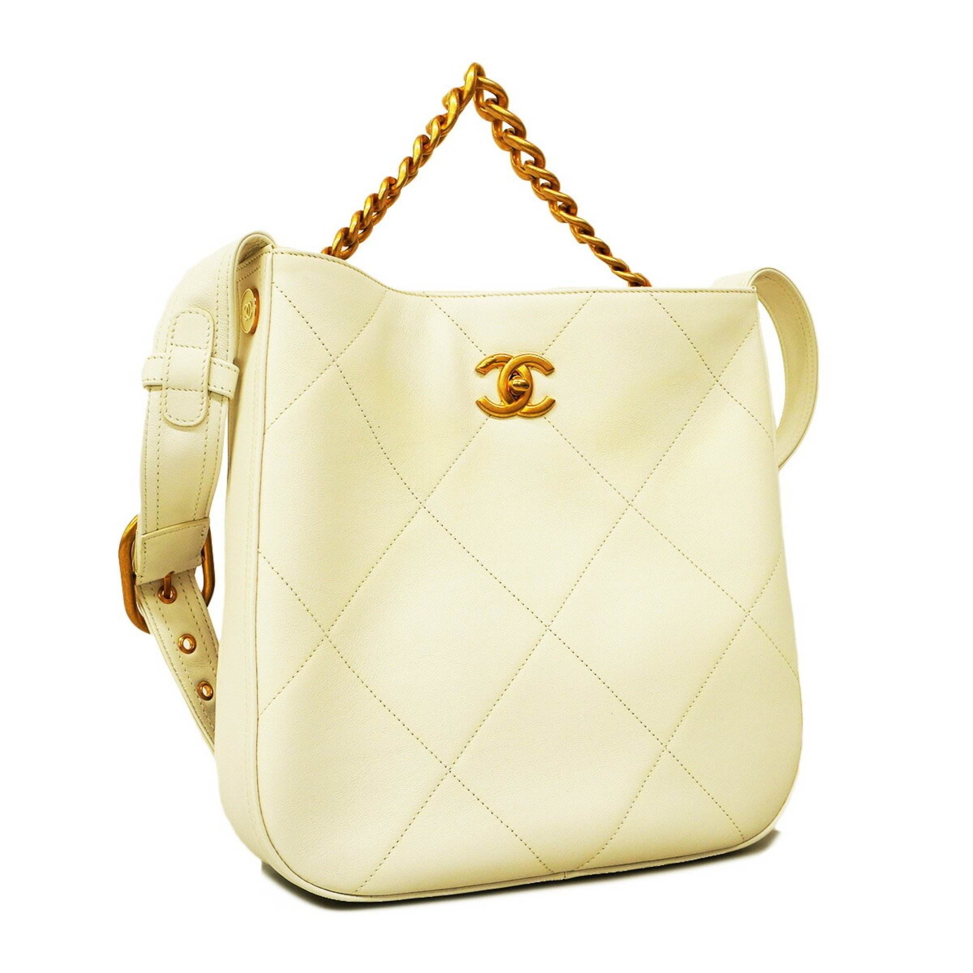 Chanel handbag, matelassé, lambskin, white, ladies