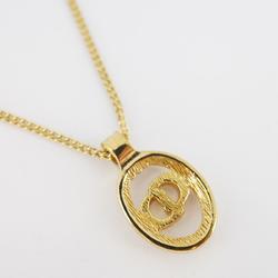 Christian Dior Necklace CD Oval GP Plated Gold Women's