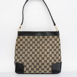 Gucci Shoulder Bag GG Canvas 001 4231 Black Beige Champagne Women's