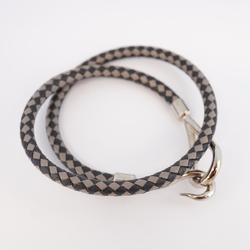 Hermes Bracelet Jumbo Hook Metal Material Leather Silver Black Grey Women's